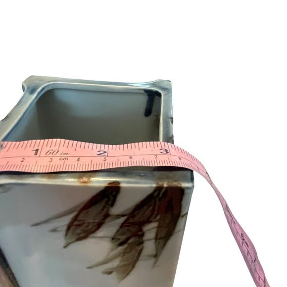 Zen Vase TOYO Japanese Handpainted Bamboo Pattern Ceramic MCM Retro Chic Square - Picture 9 of 11